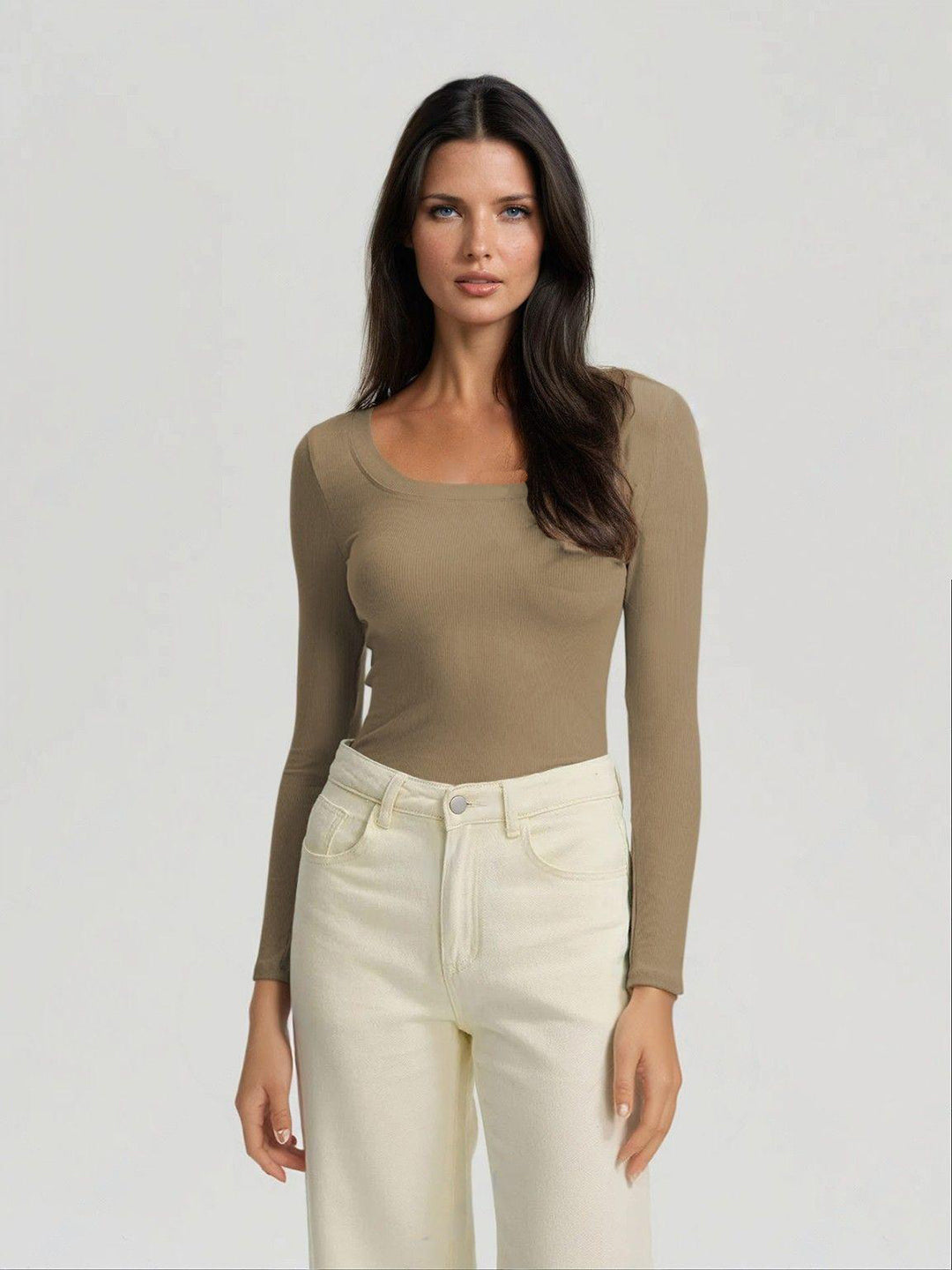 KOTTY Women's Slim Fit Long Sleeve Ribbed T-Shirt