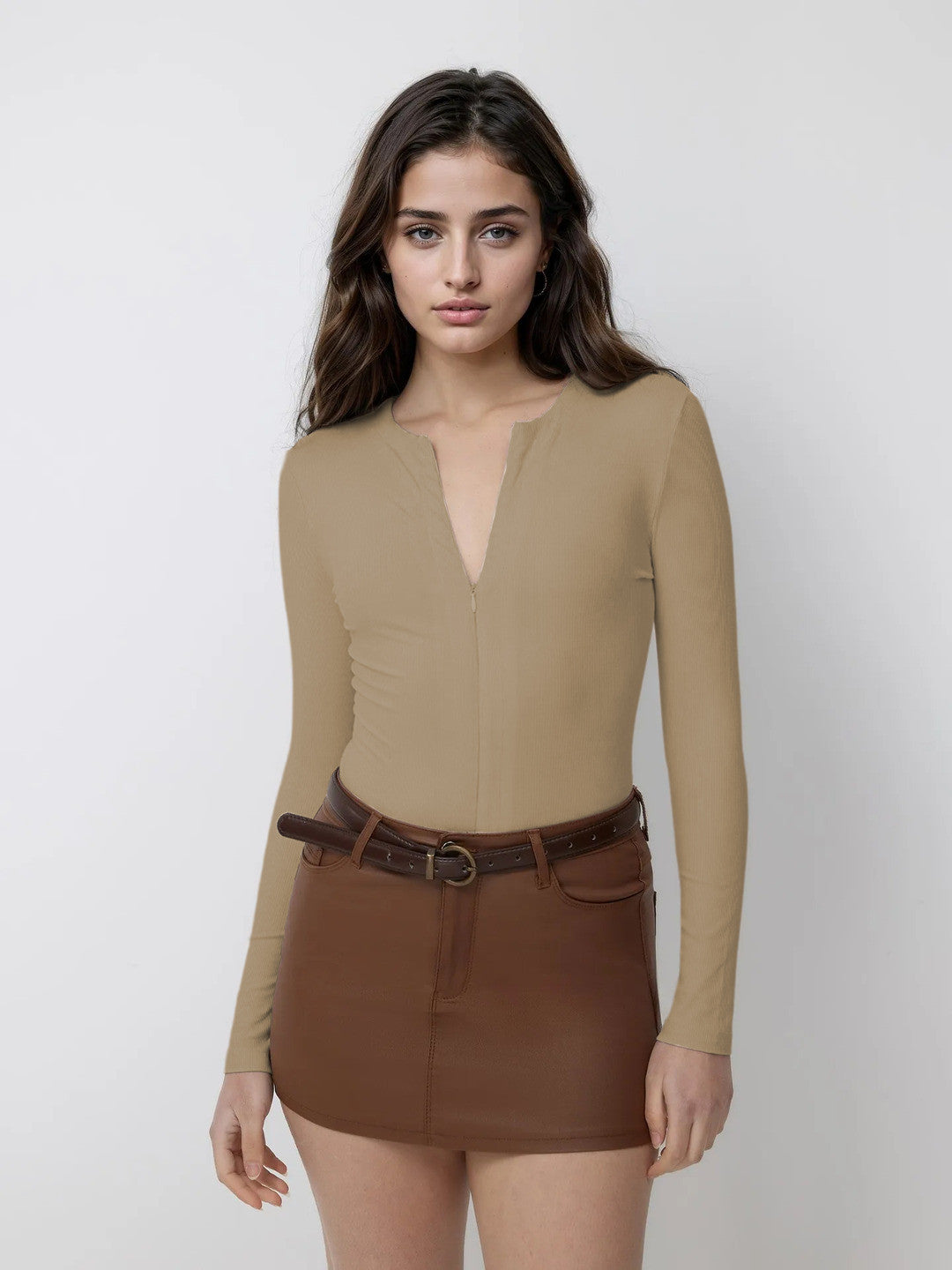 KOTTY Casual Solid Women Brown Top