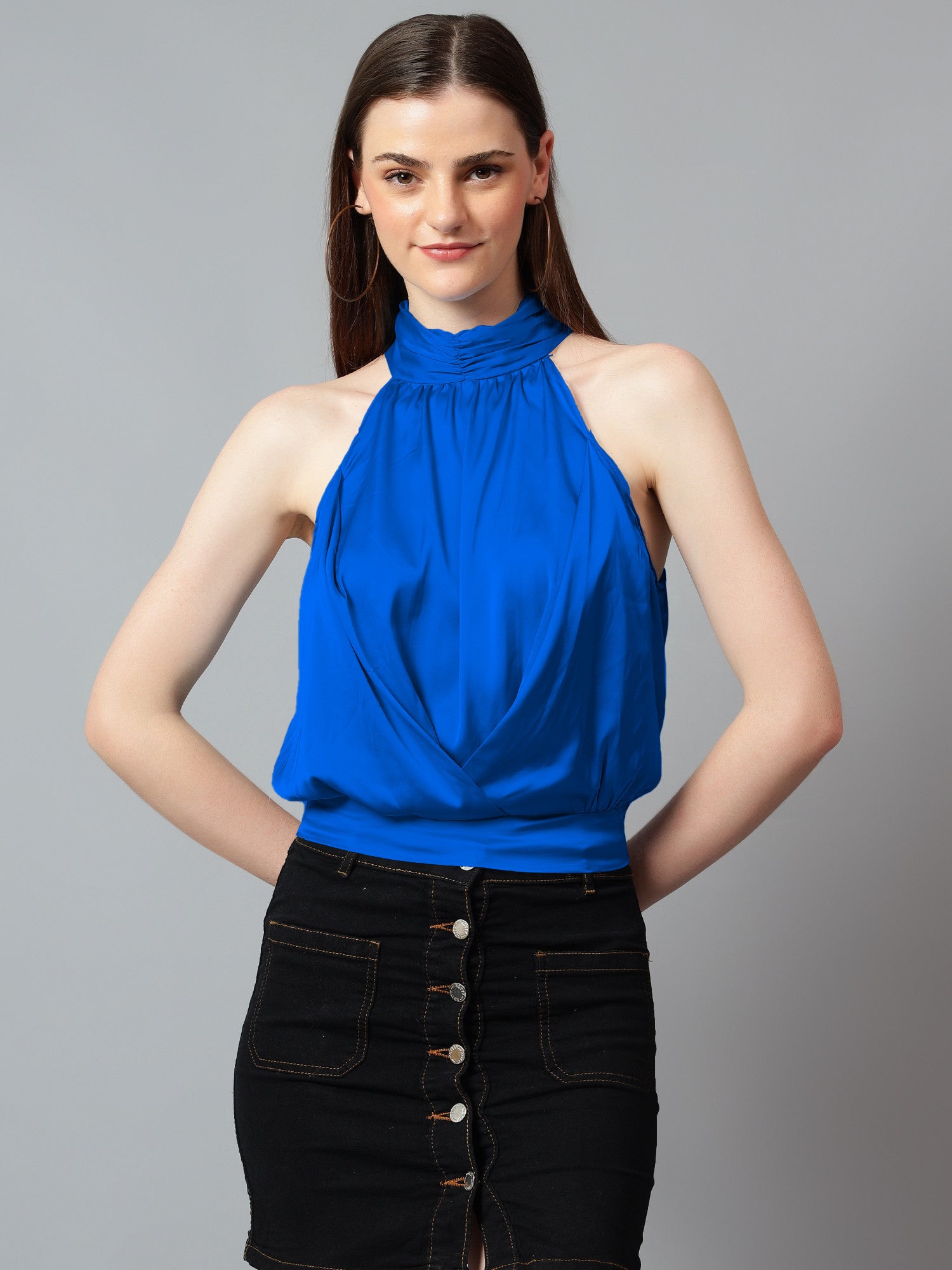 KOTTY Casual Solid Women Blue Top
