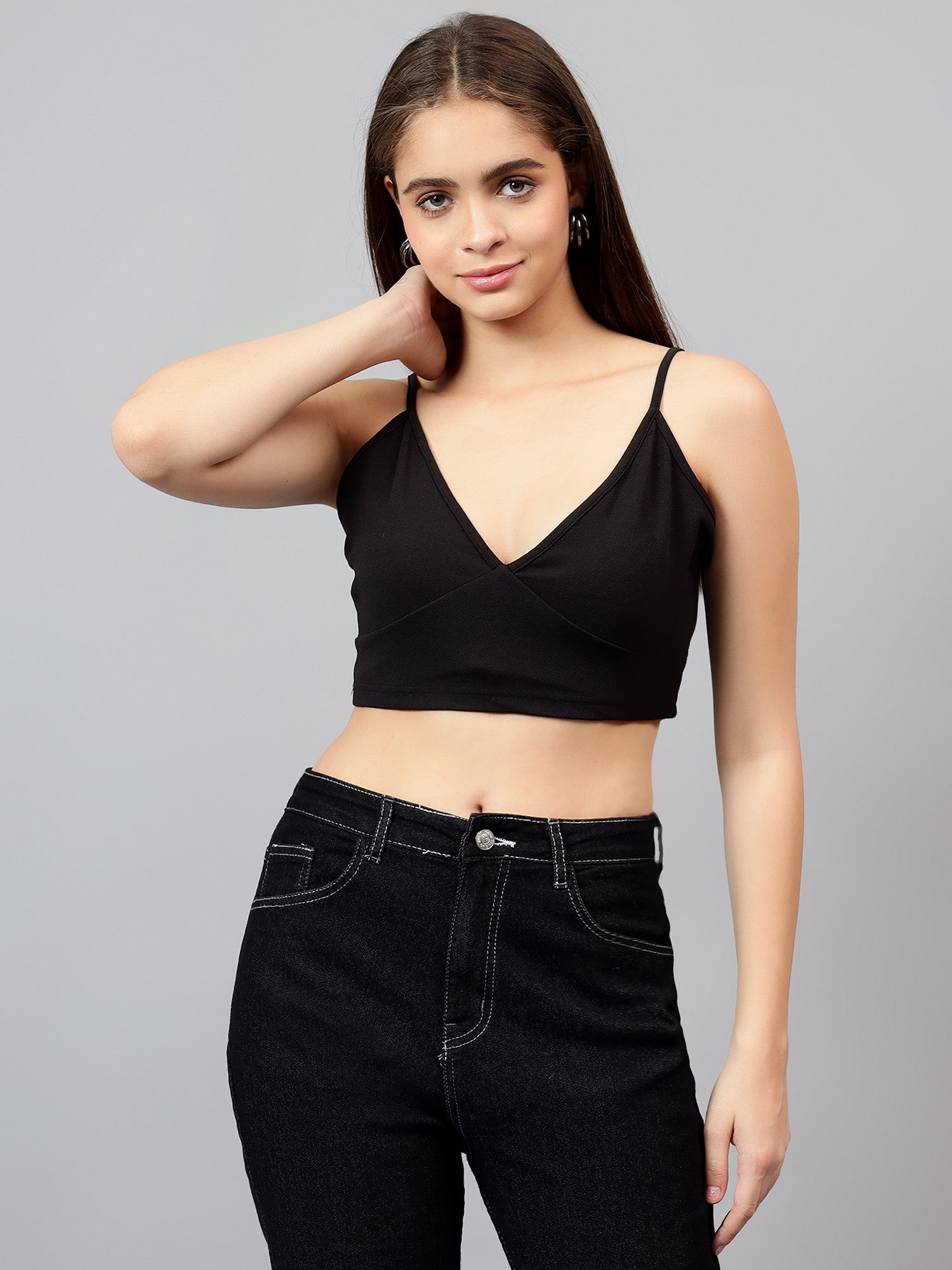 KOTTY Casual Solid Women Black Top
