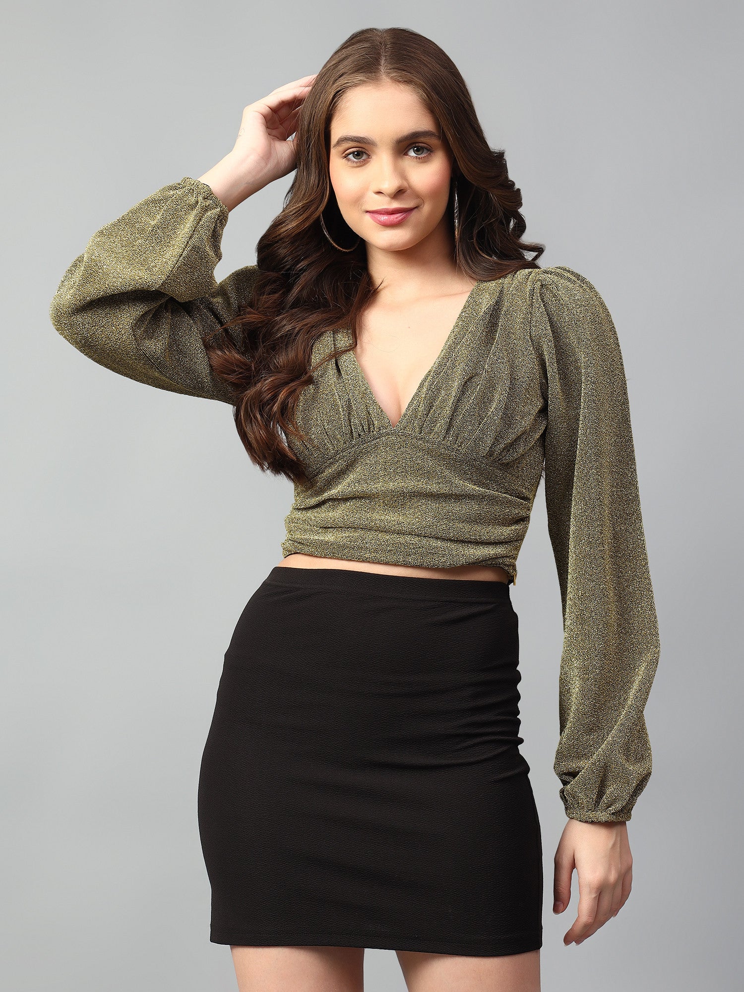 KOTTY Casual Solid Women Green Top