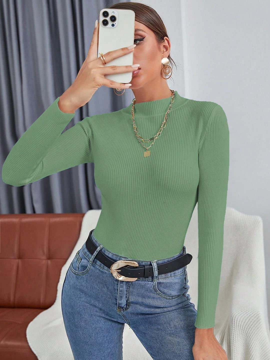 KOTTY Casual Solid Women Green Top