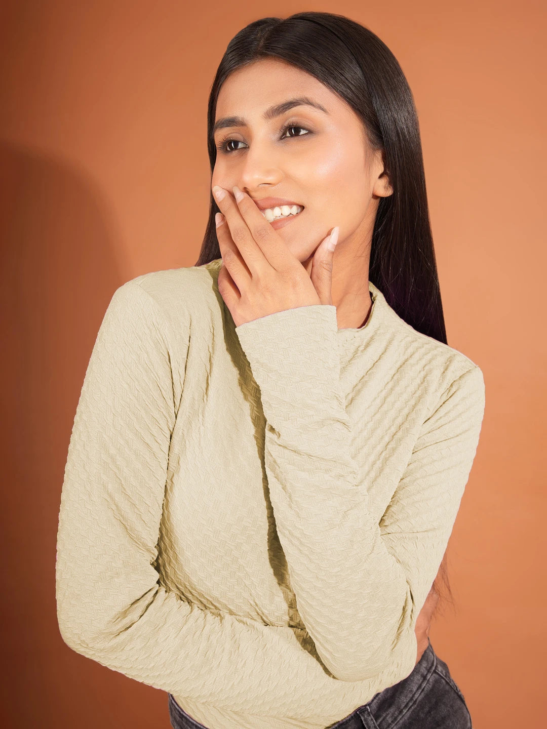 KOTTY Casual Solid Women Beige Top