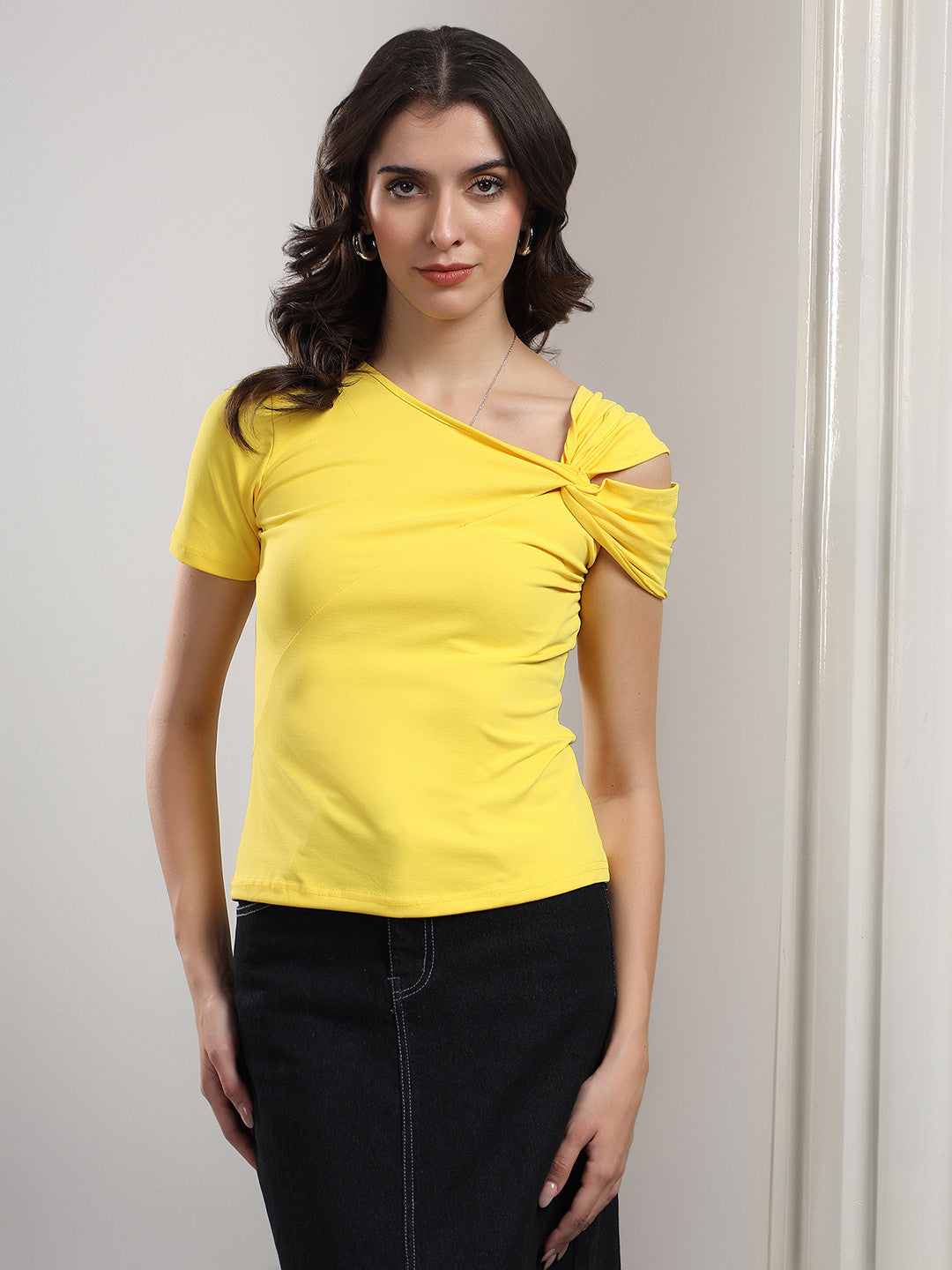 KOTTY Casual Solid Women Yellow Top