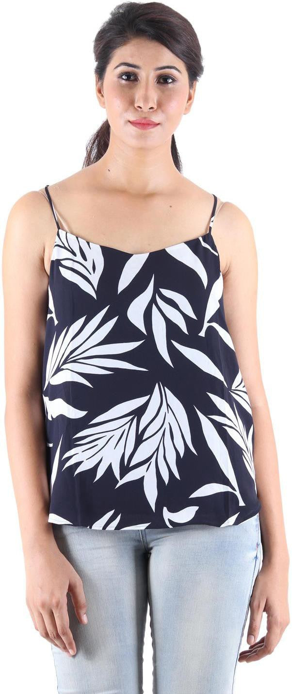 KOTTY Party Sleeveless Self Design Women Black Top