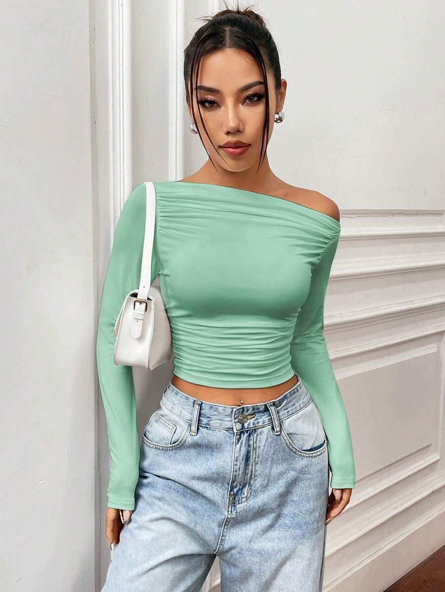 KOTTY Casual Solid Women Green Top
