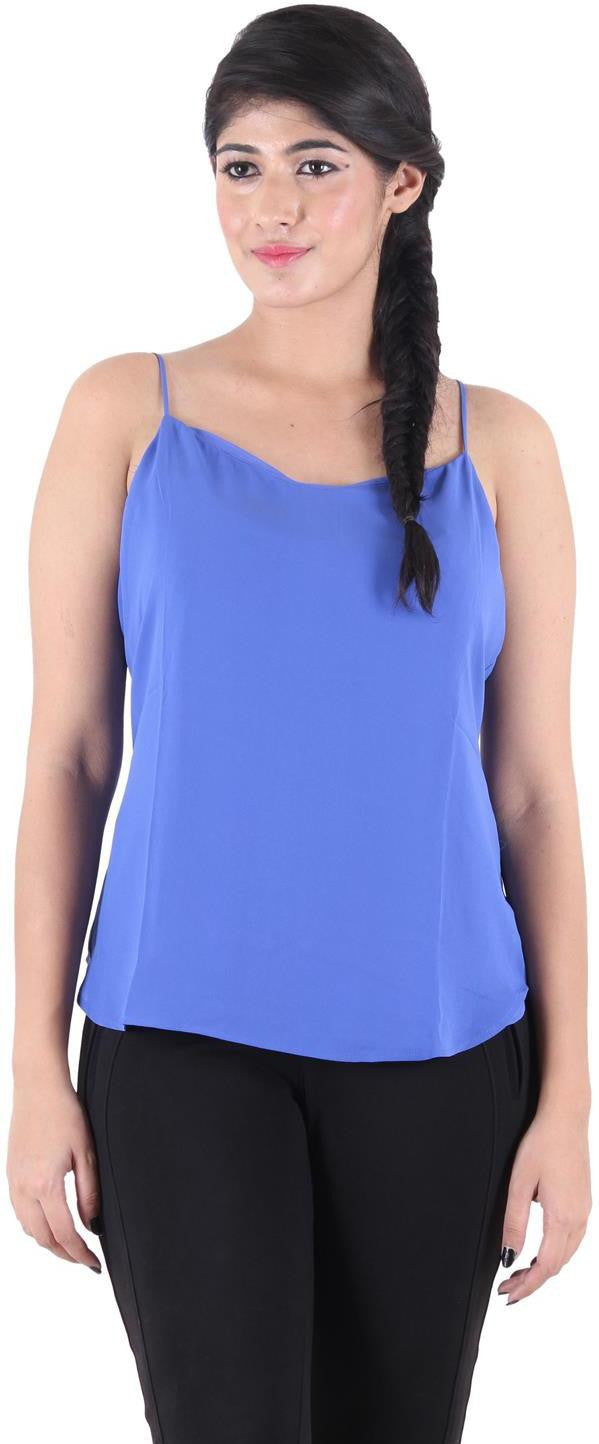 KOTTY Party Sleeveless Solid Women Light Blue Top