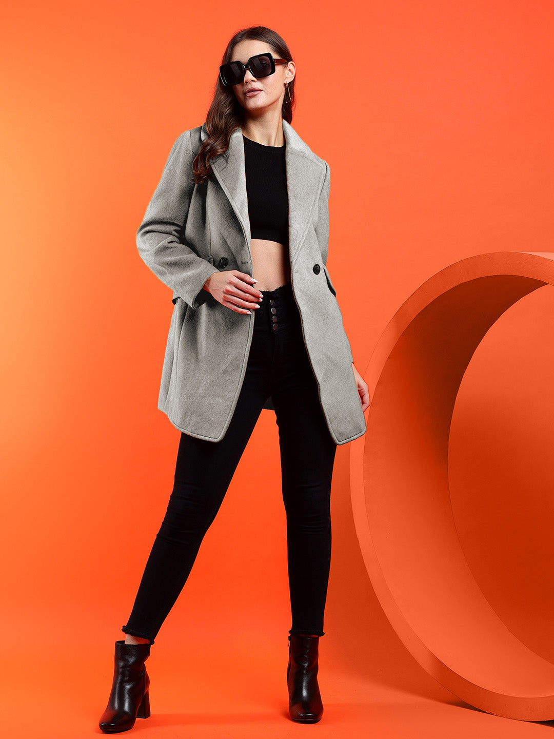 KOTTY Cotton Blend Solid Coat