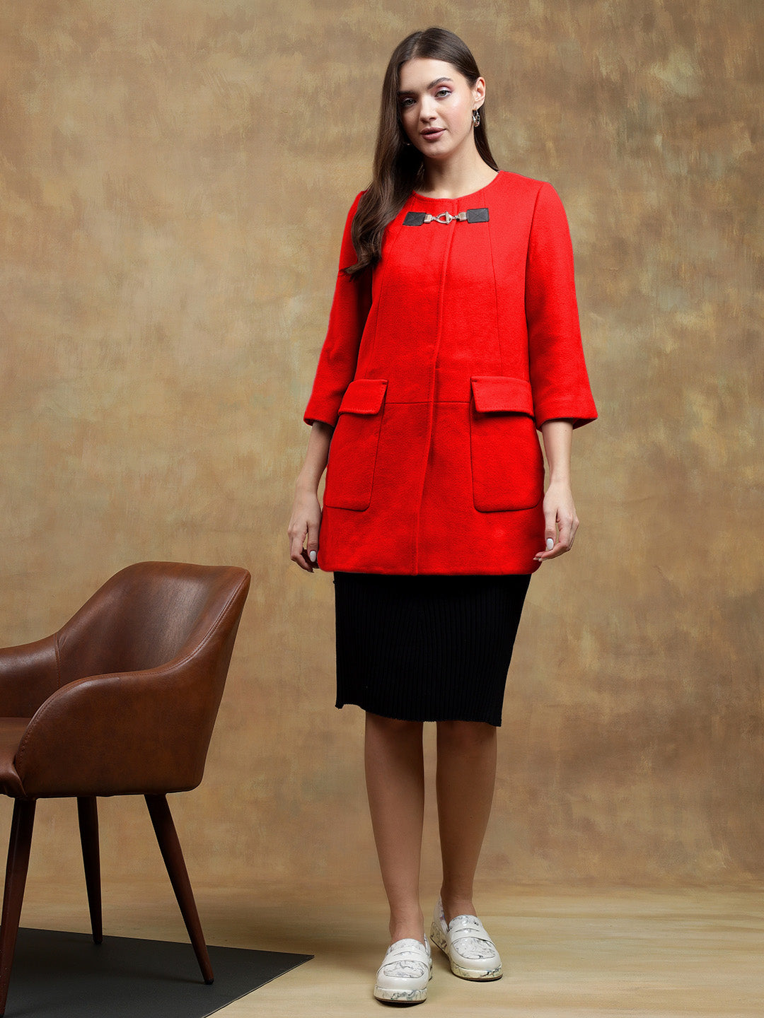 KOTTY Cotton Blend Solid Coat