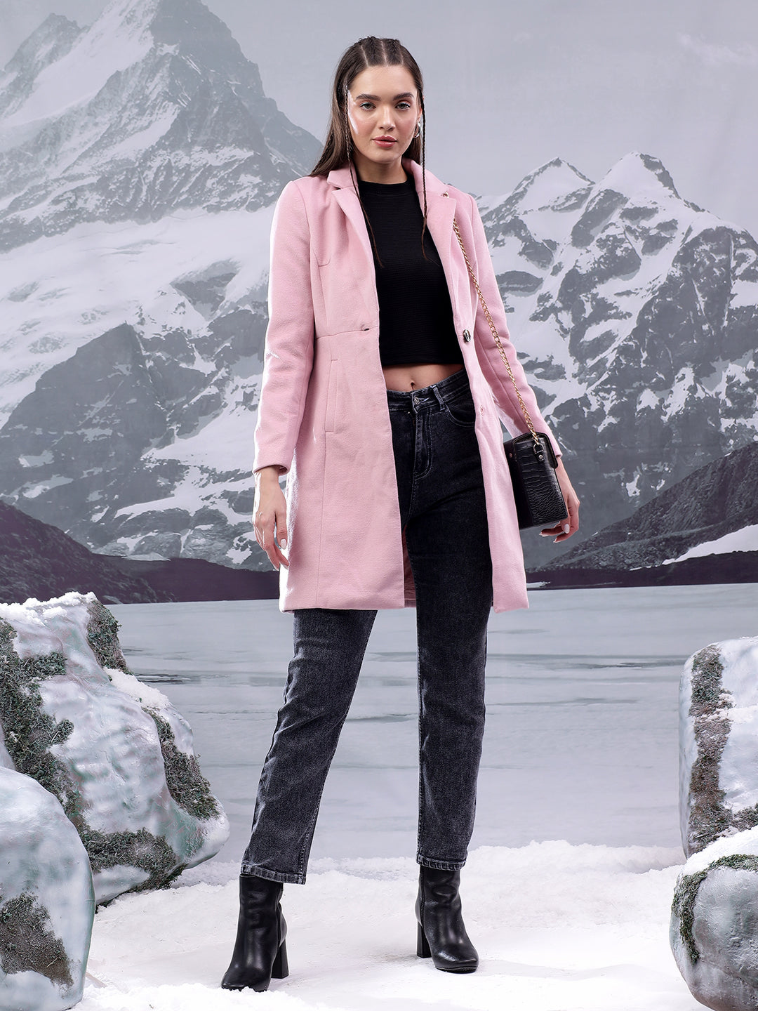 KOTTY Solid Single Breasted Casual Women Blazer (Pink)
