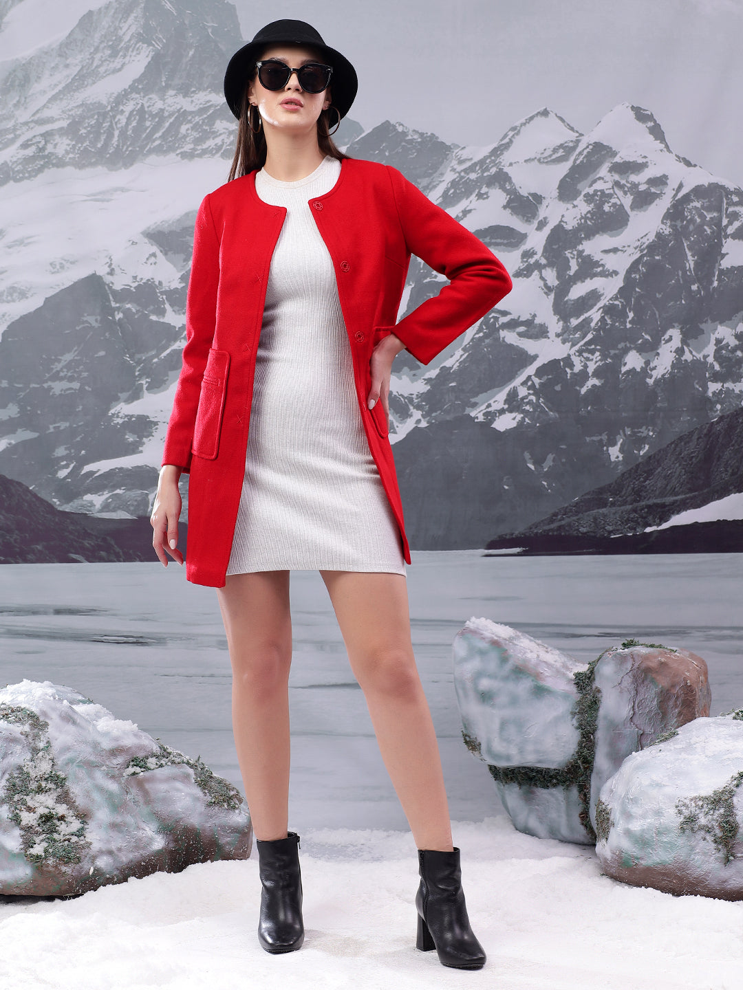 KOTTY Solid Single Breasted Casual Women Blazer (Red)