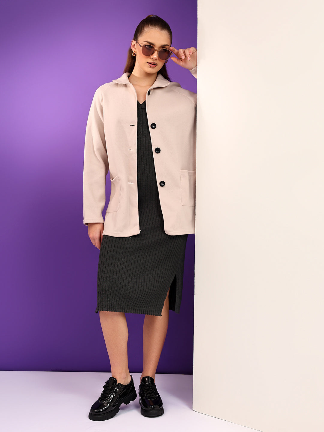 KOTTY Cotton Blend Solid Coat