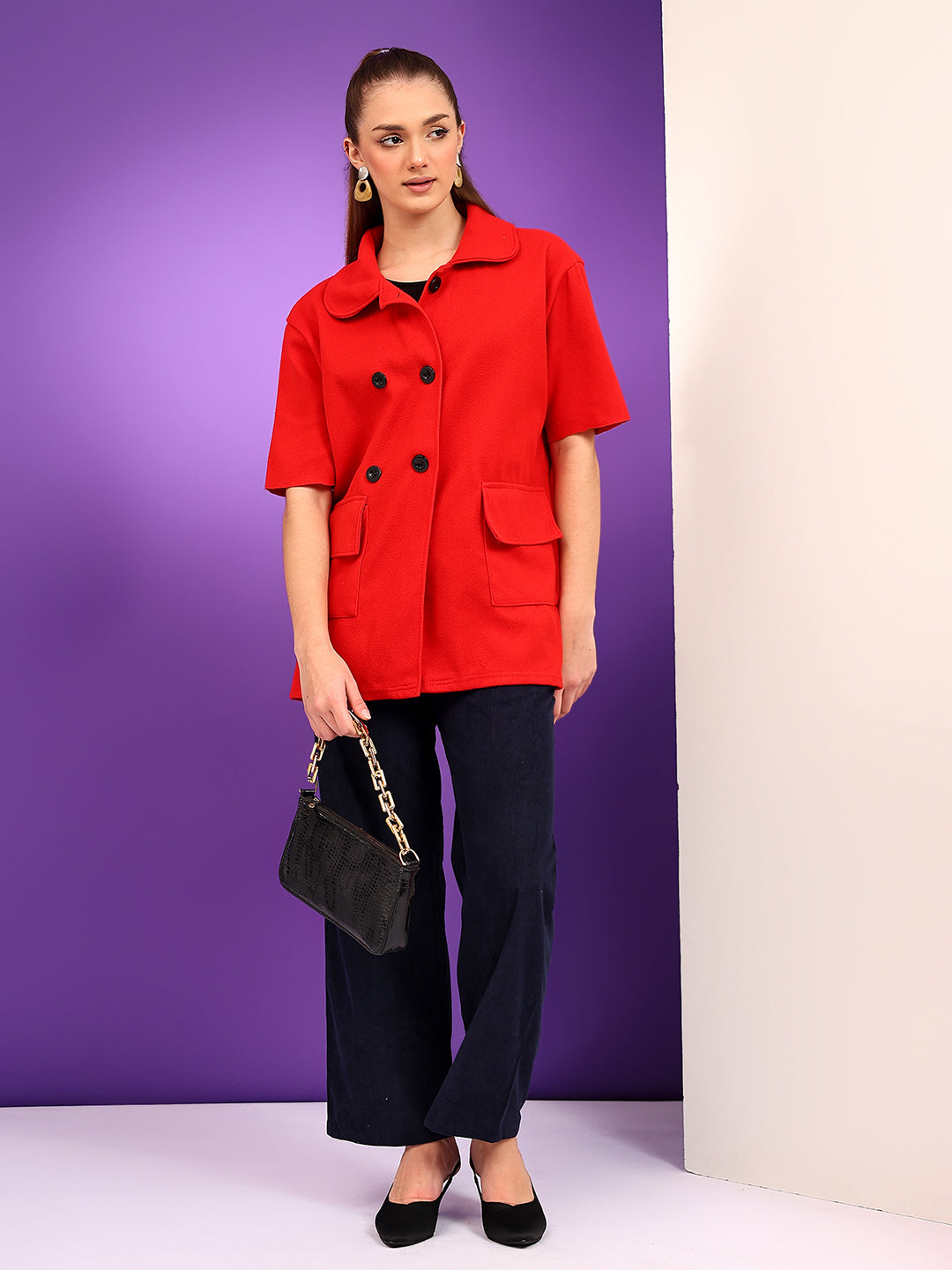 KOTTY Cotton Blend Solid Coat