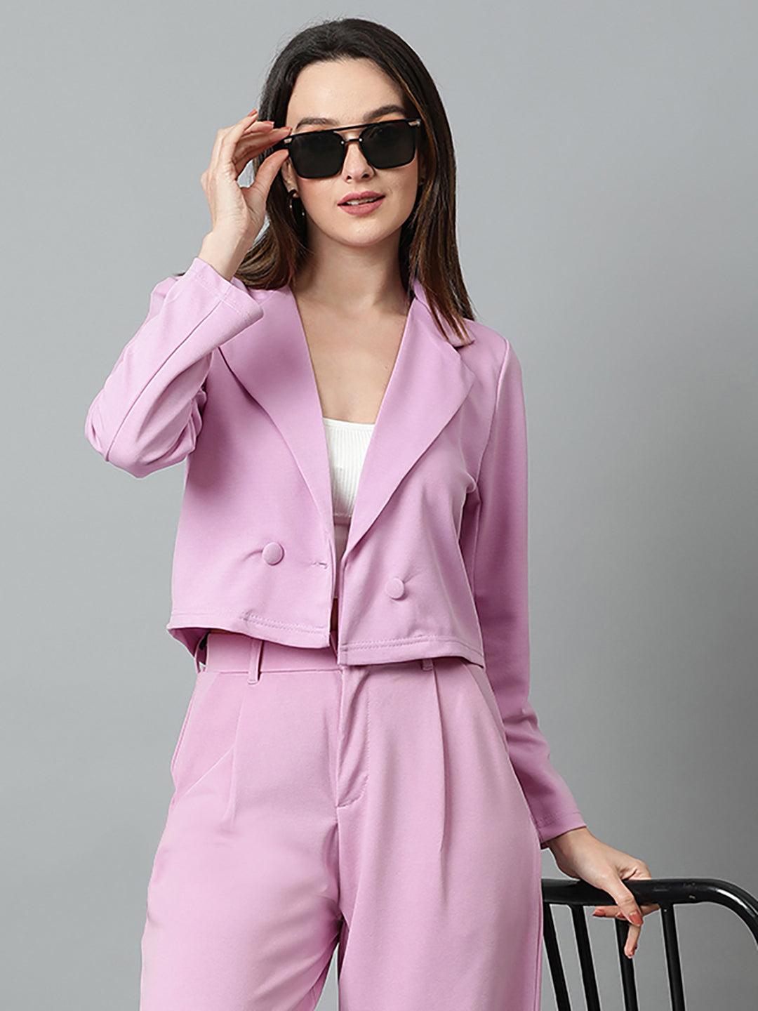KOTTY Women's Solid Single Breasted Casual Blazer
