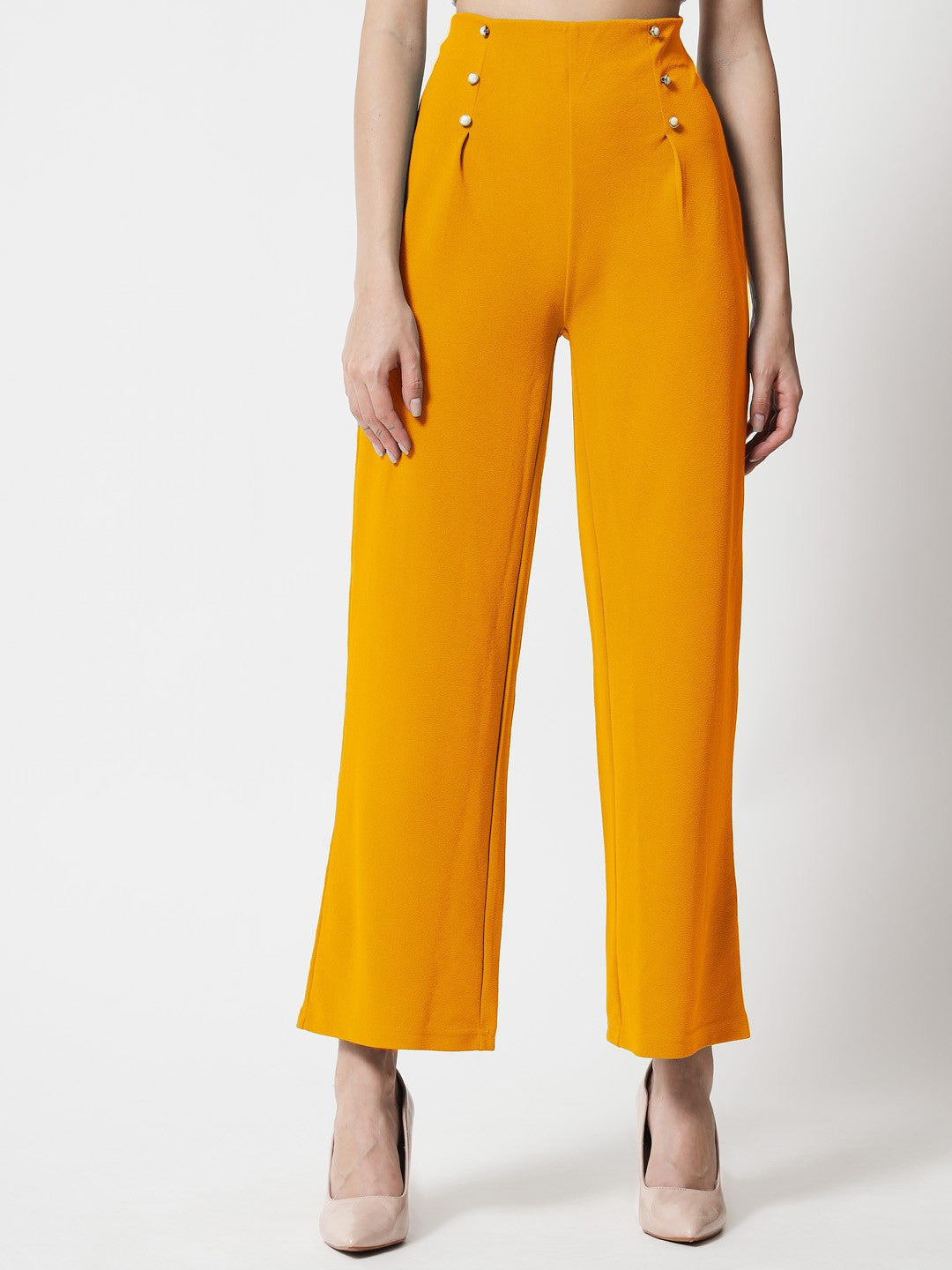KOTTY Regular Fit Women Yellow Trousers