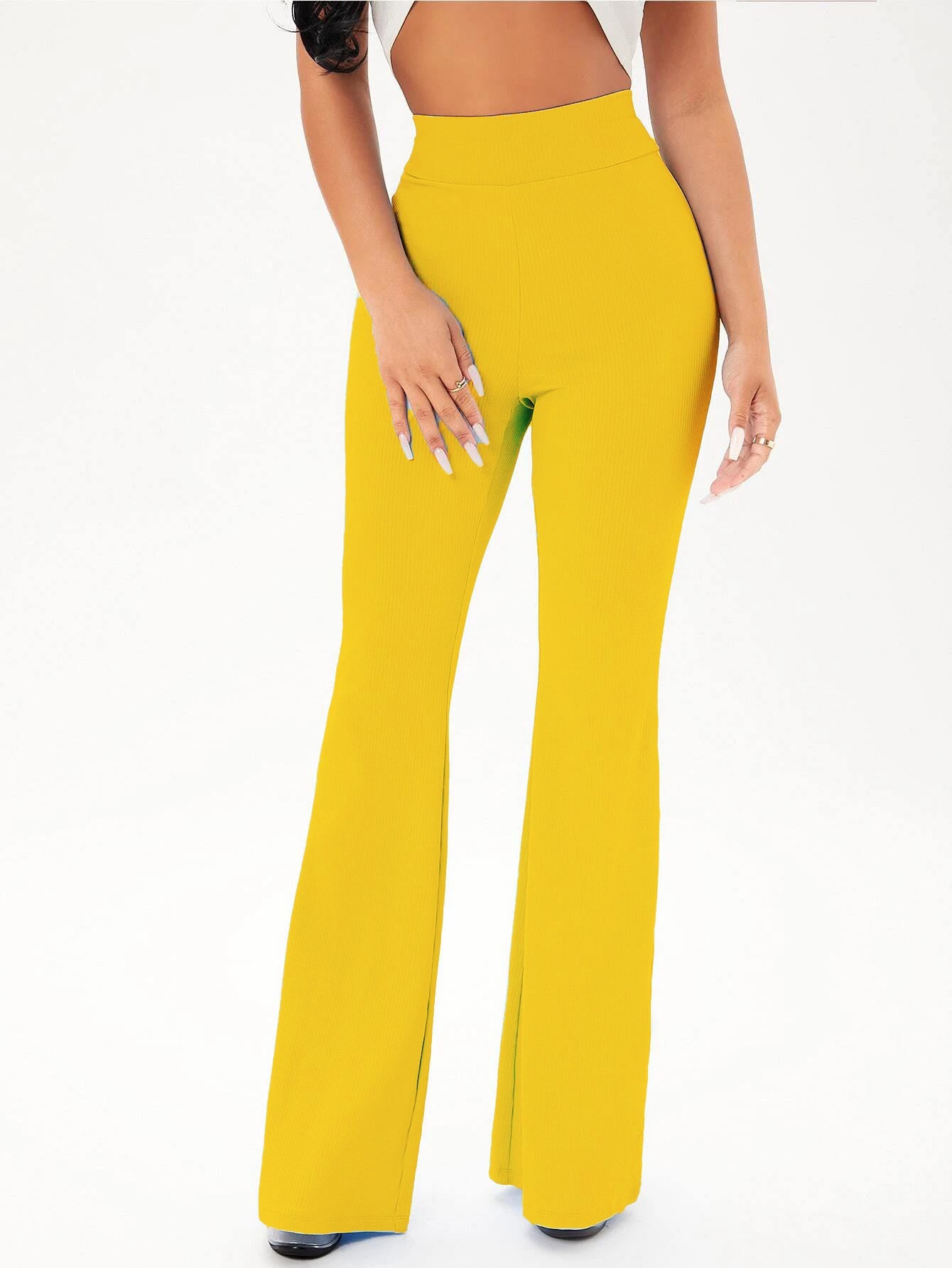 KOTTY Flared Women Yellow Trousers