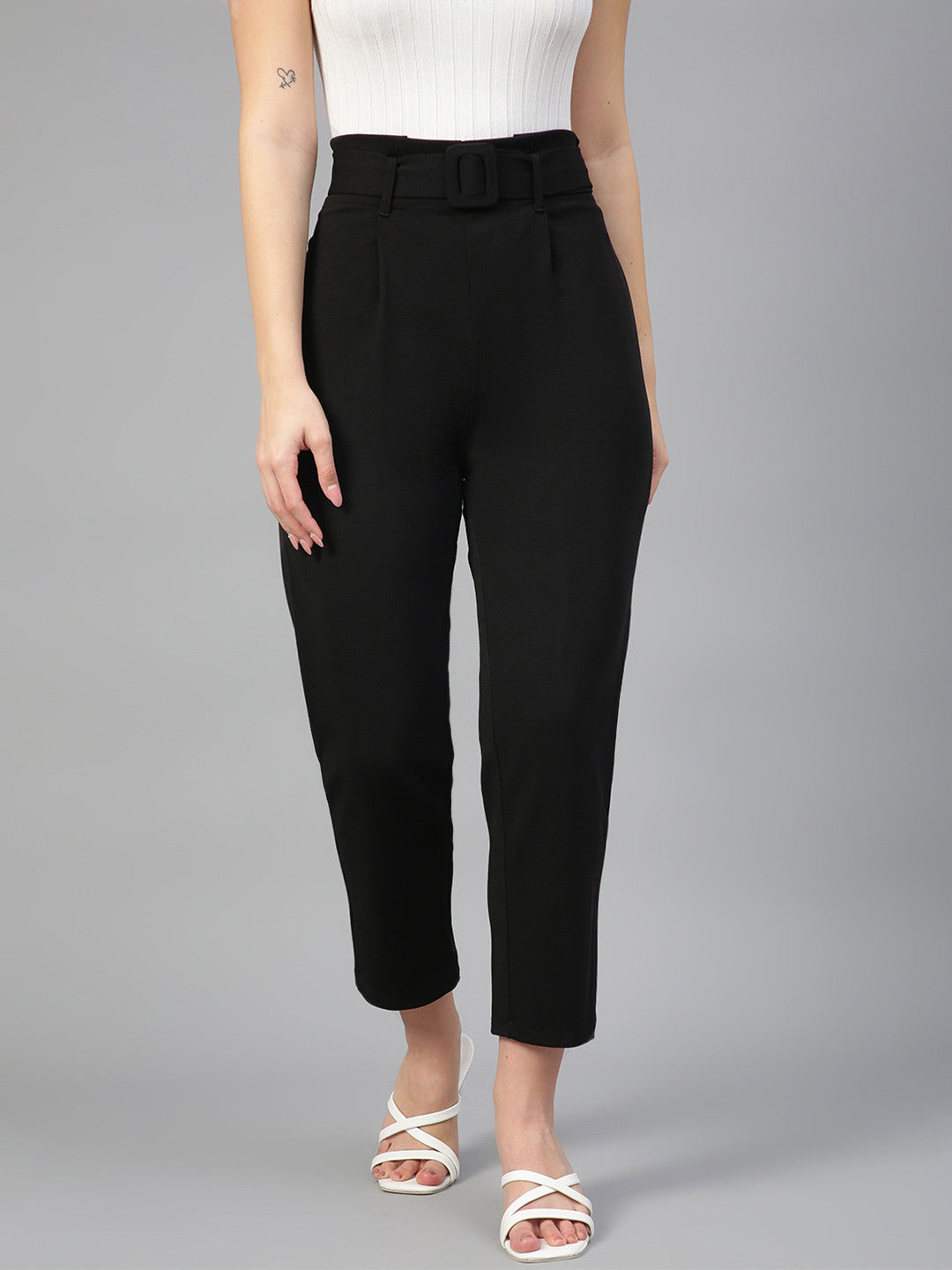 KOTTY Regular Fit Women Black Trousers