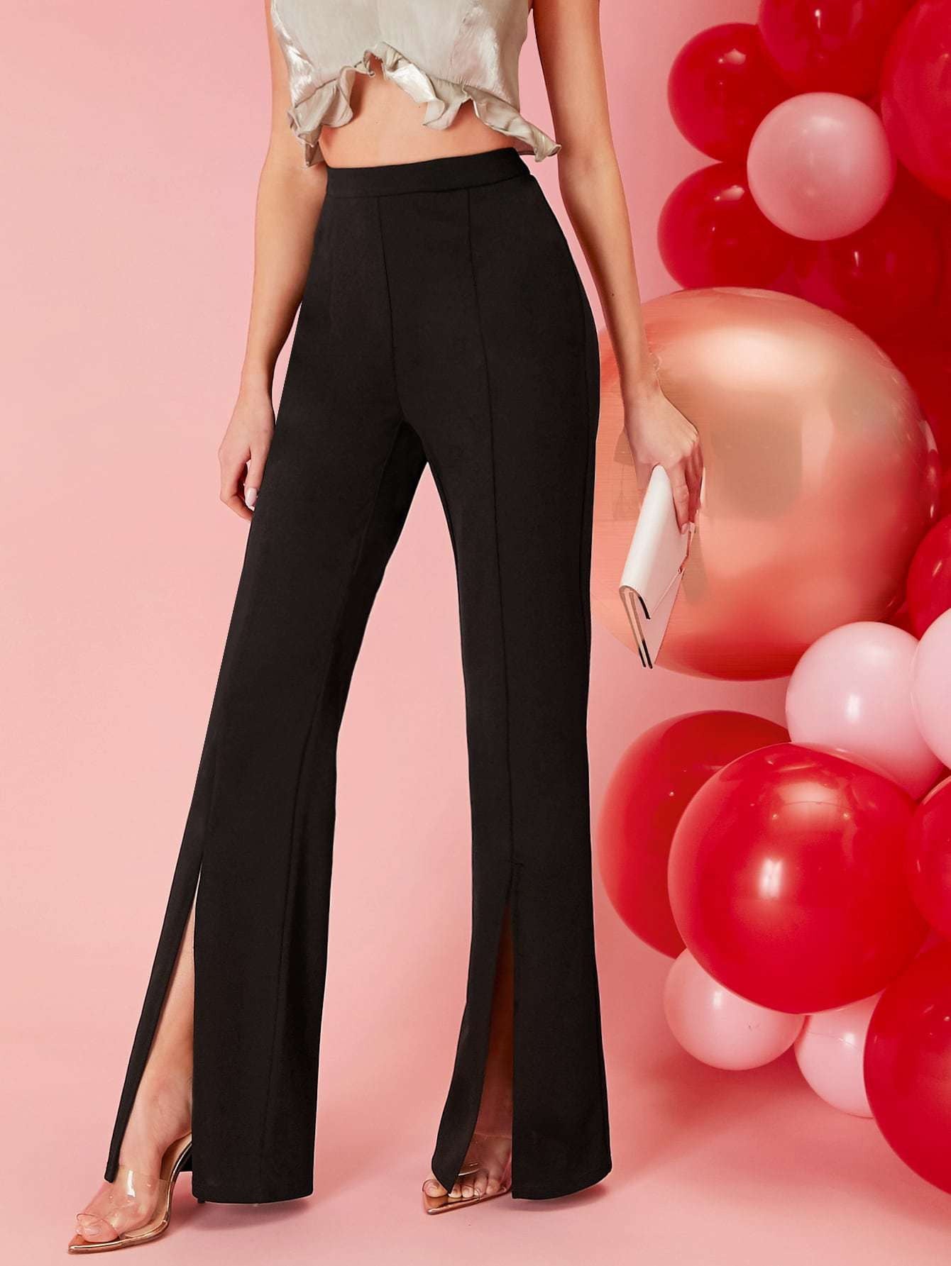 KOTTY Womens Solid Attractive High Rise Pant