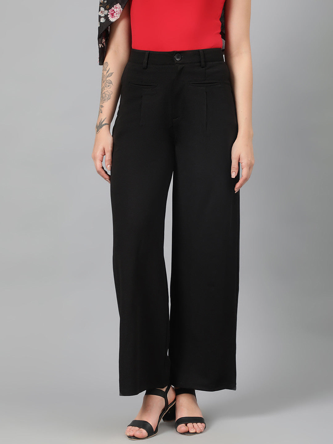 KOTTY Regular Fit Women Black Trousers