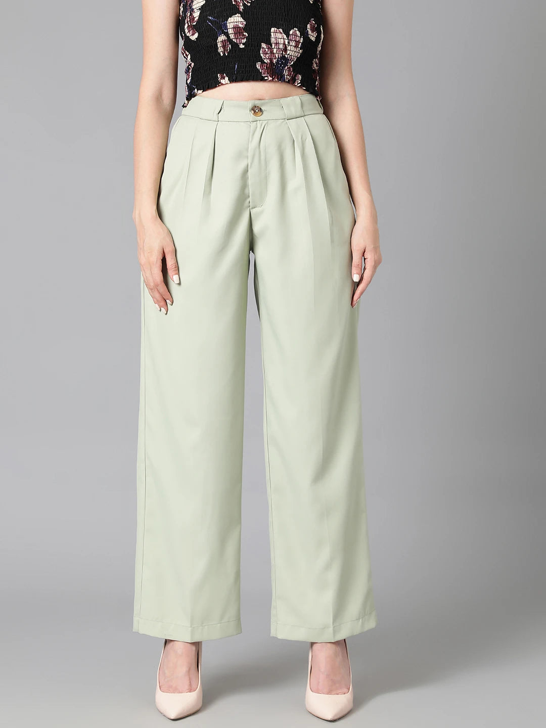 KOTTY Regular Fit Women Light Green Trousers