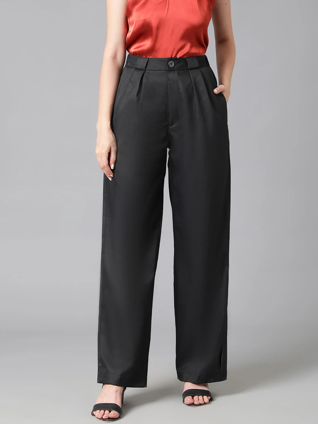 KOTTY Regular Fit Women Black Trousers