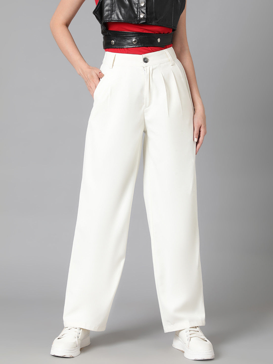 KOTTY Regular Fit Women White Trousers