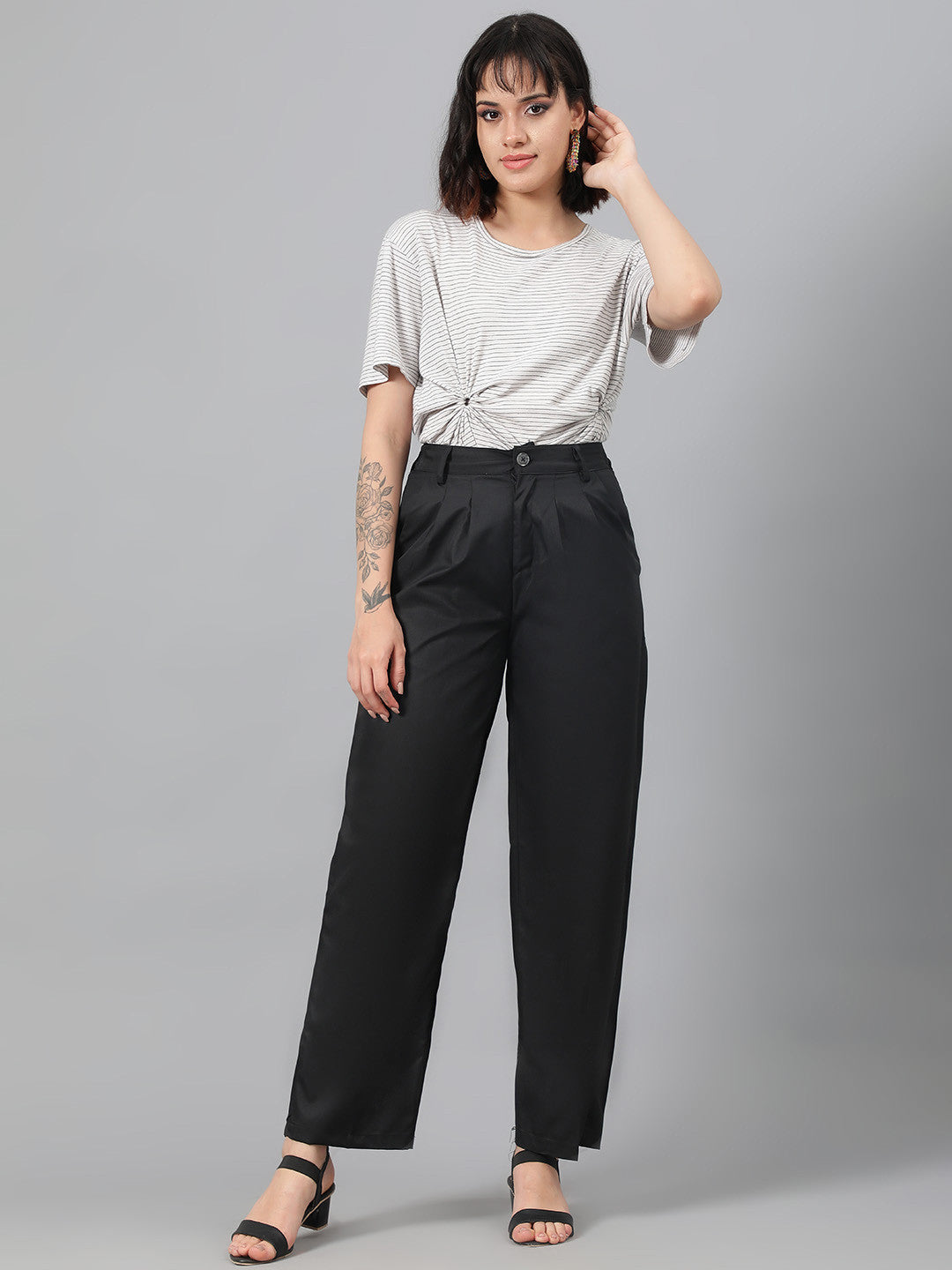 KOTTY Regular Fit Women Black Trousers
