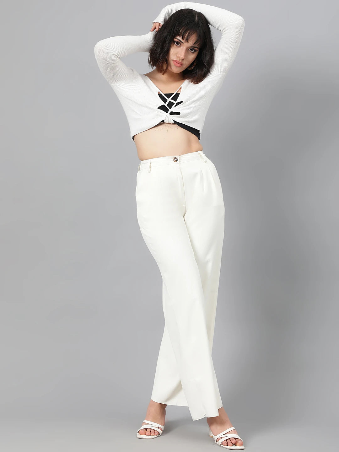 KOTTY Womens Solid Attractive High Rise Pant