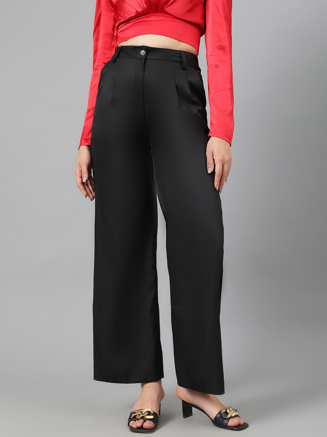 KOTTY Womens Solid Attractive High Rise Pant