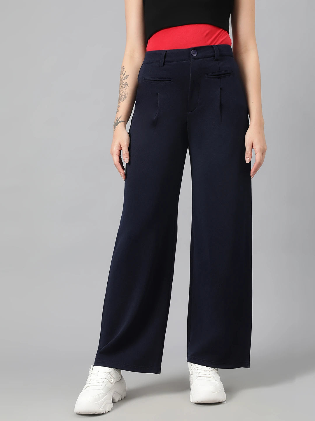 KOTTY Regular Fit Women Dark Blue Trousers