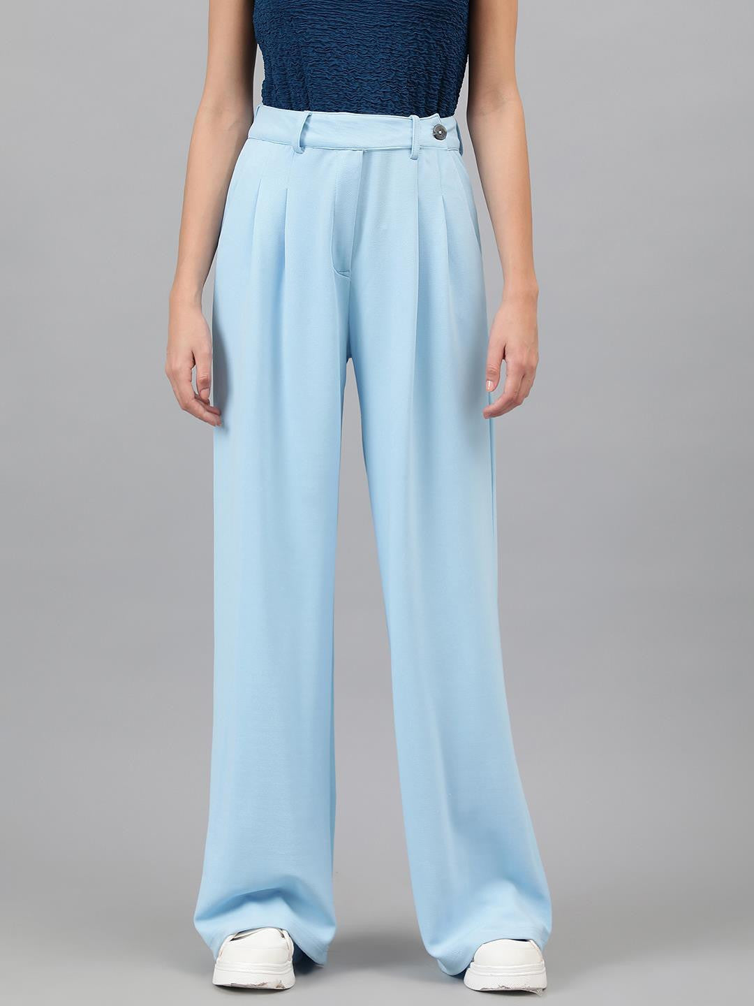 KOTTY Regular Fit Women Light Blue Trousers