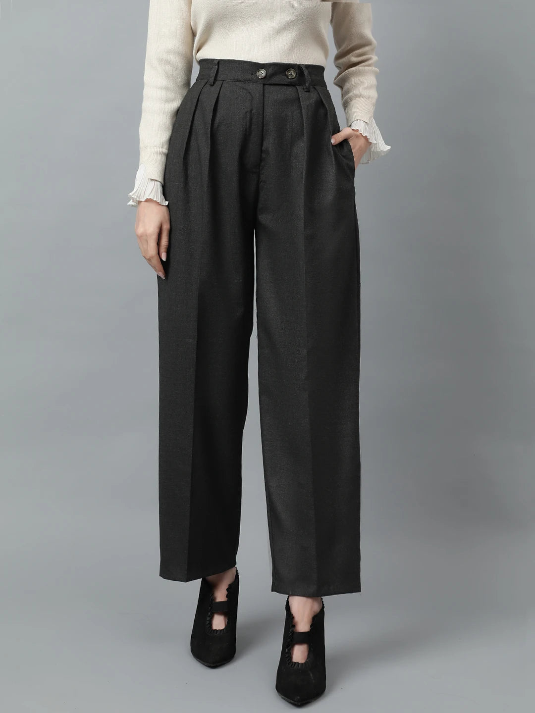 KOTTY Regular Fit Women Grey Trousers