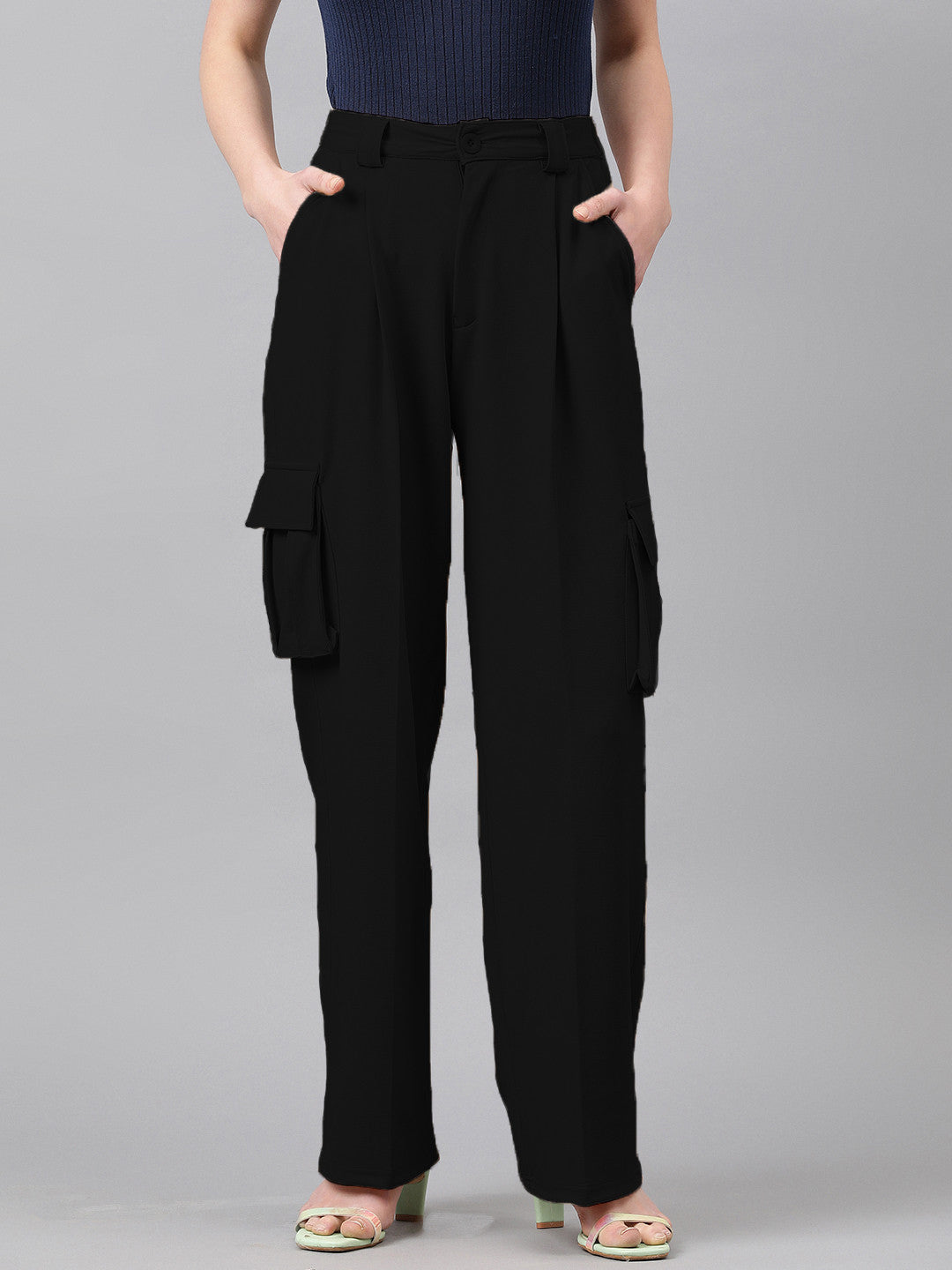 KOTTY Regular Fit Women Black Trousers