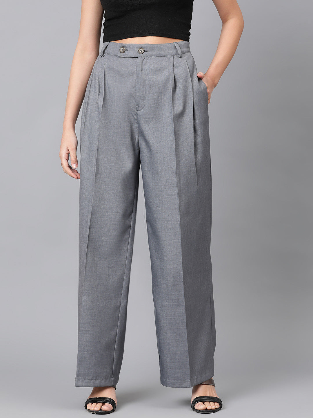 KOTTY Regular Fit Women Grey Trousers
