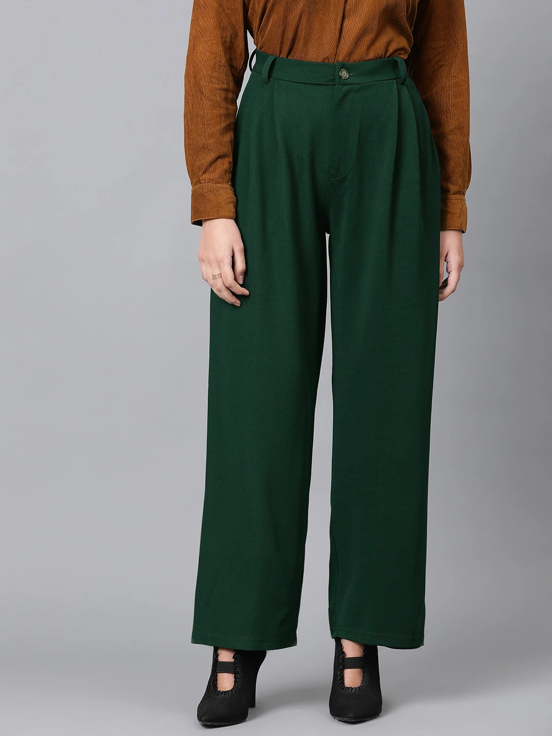 KOTTY Regular Fit Women Dark Green Trousers