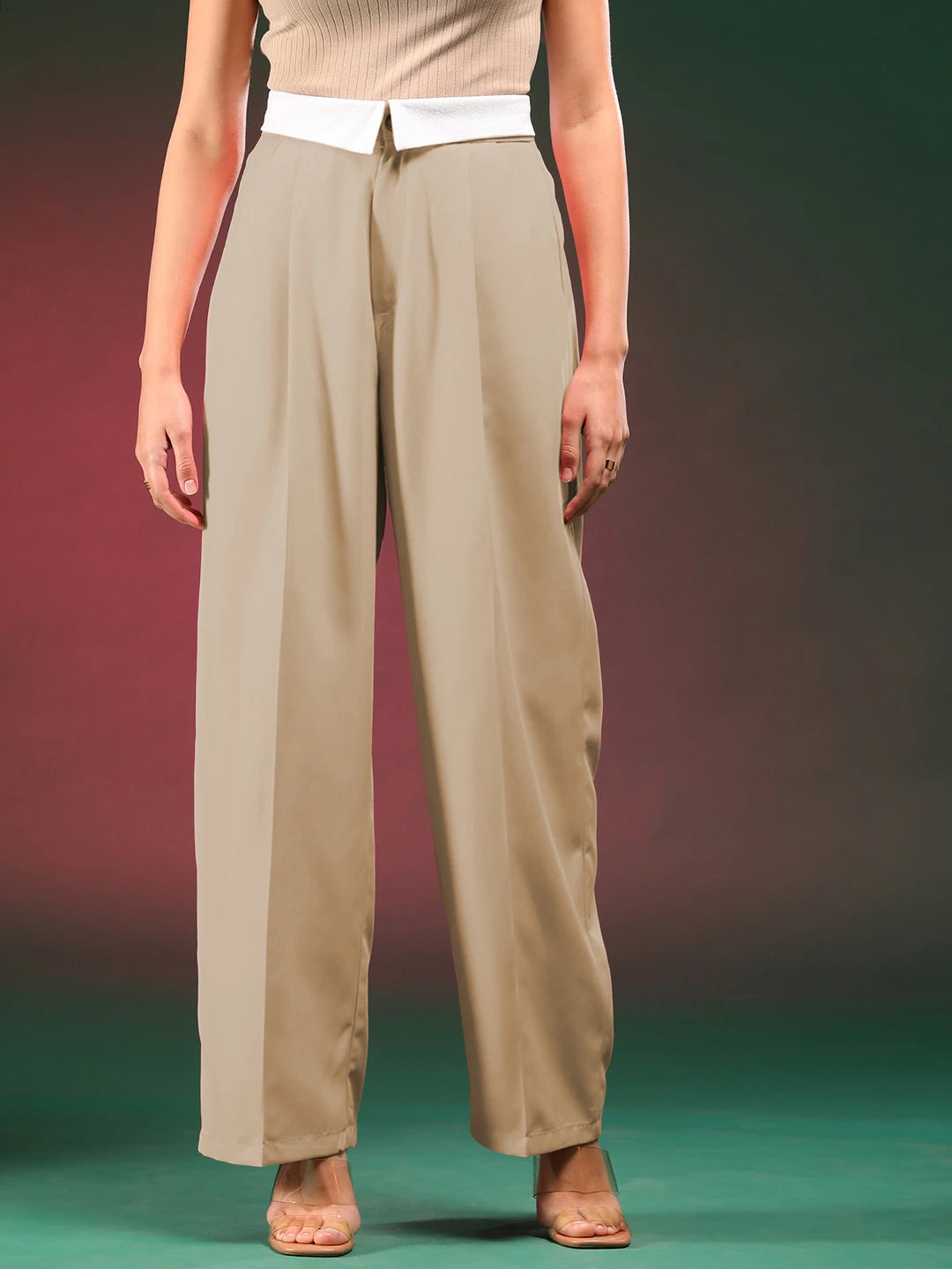 KOTTY Straight Fit Women Beige Trousers