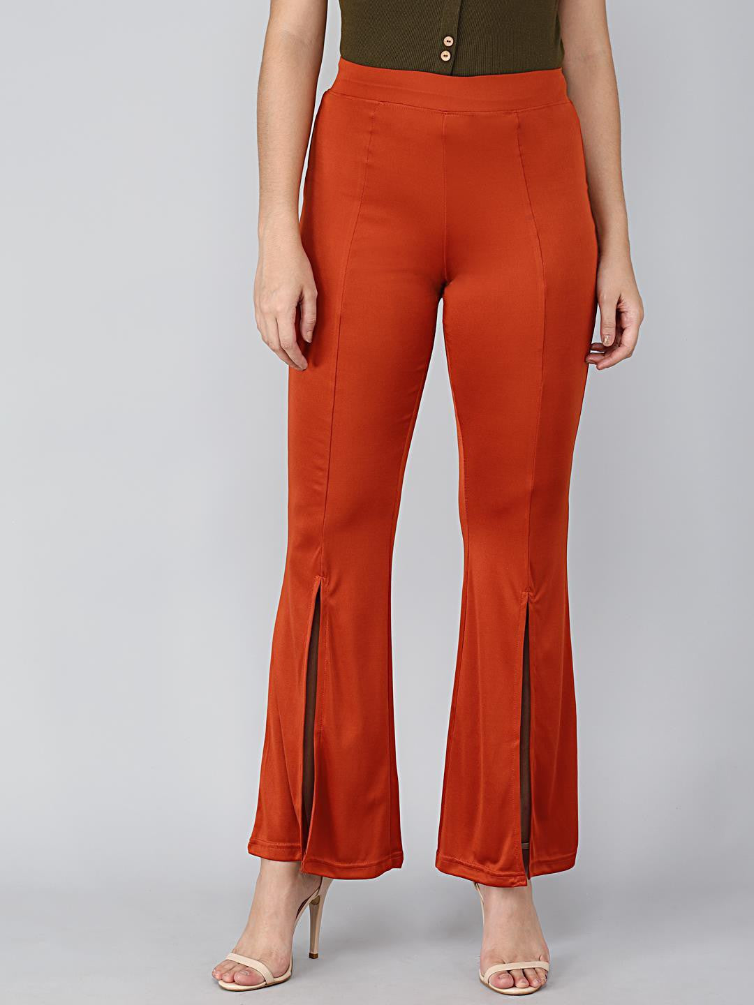 KOTTY Flared Women Orange Trousers