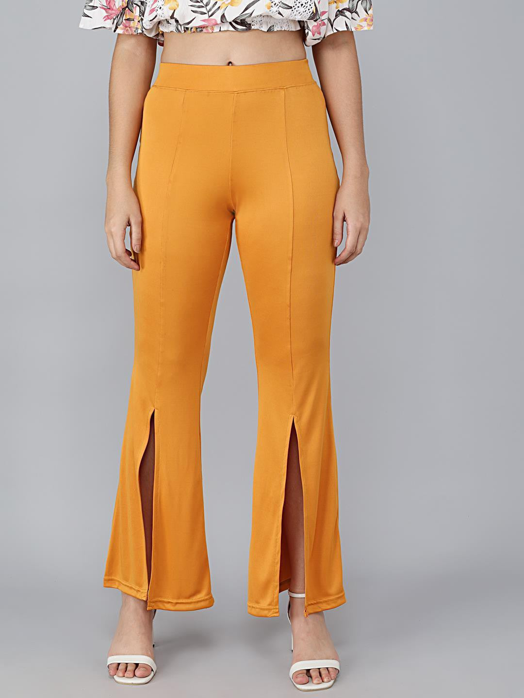 KOTTY Flared Women Yellow Trousers