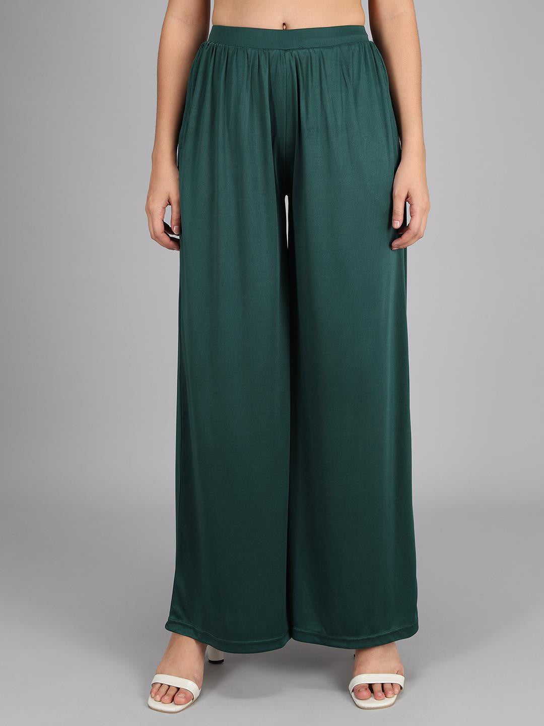 KOTTY Flared Women Green Trousers