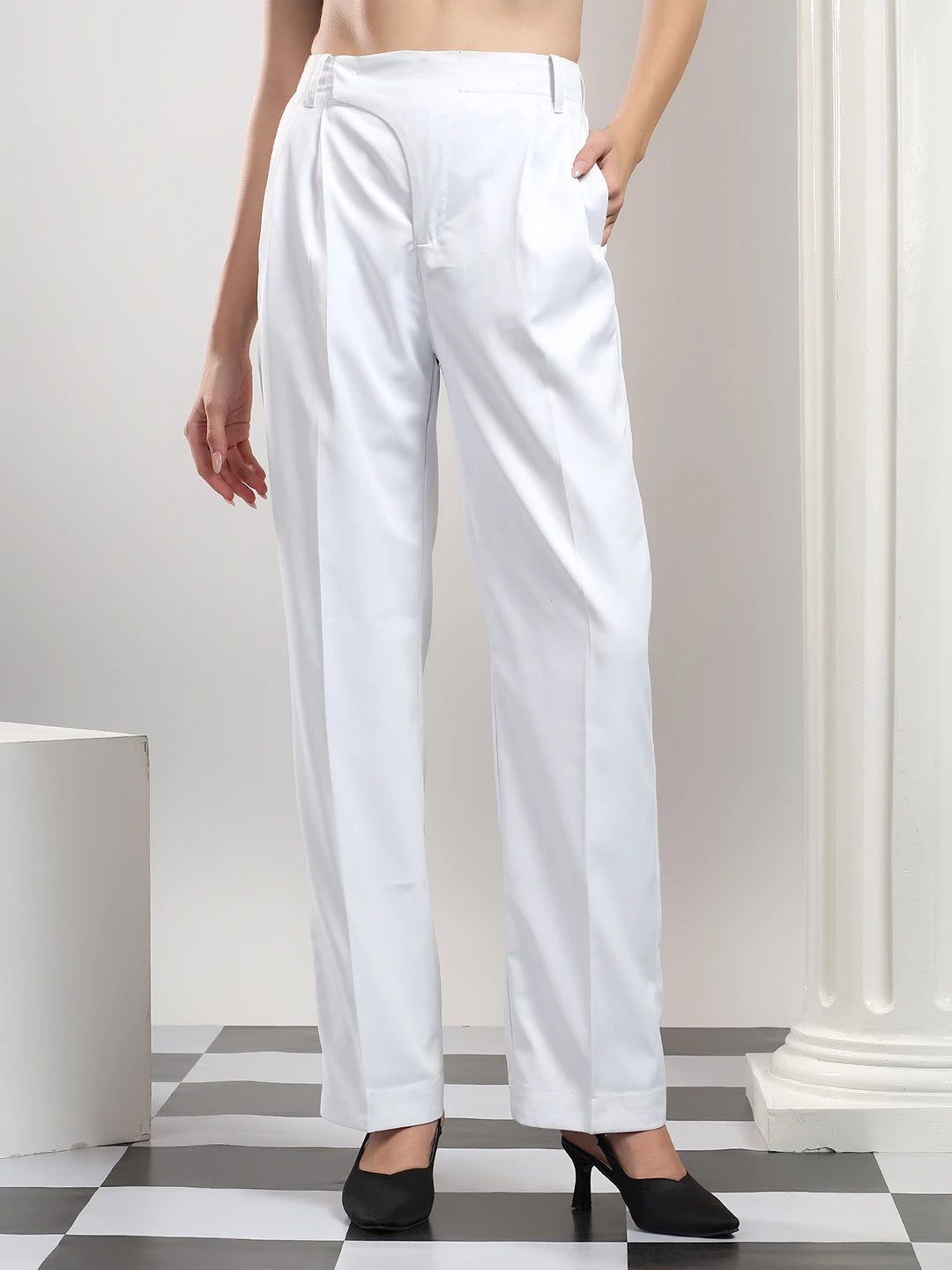 KOTTY Relaxed Women White Trousers