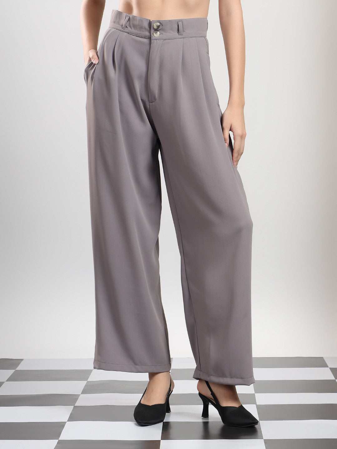 KOTTY Relaxed Women Grey Trousers
