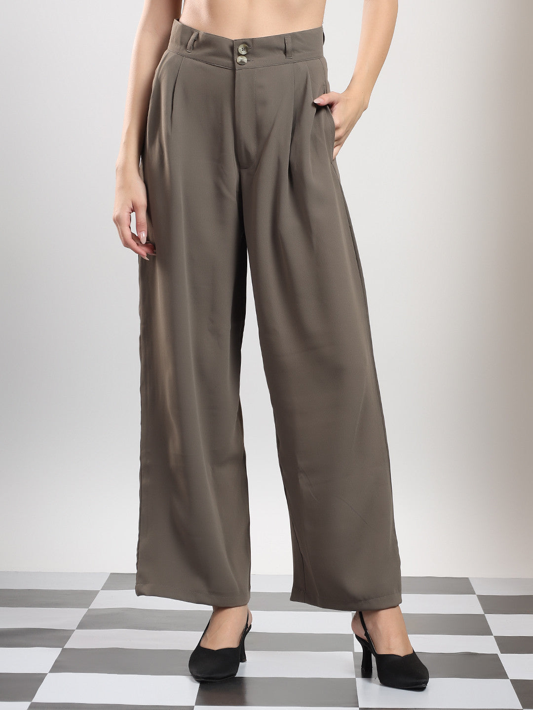 KOTTY Relaxed Women Brown Trousers