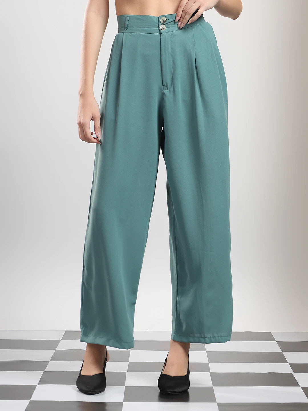 KOTTY Relaxed Women Green Trousers