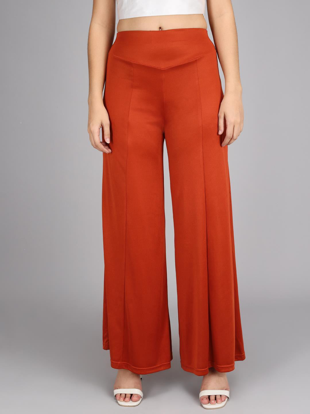 KOTTY Flared Women Orange Trousers