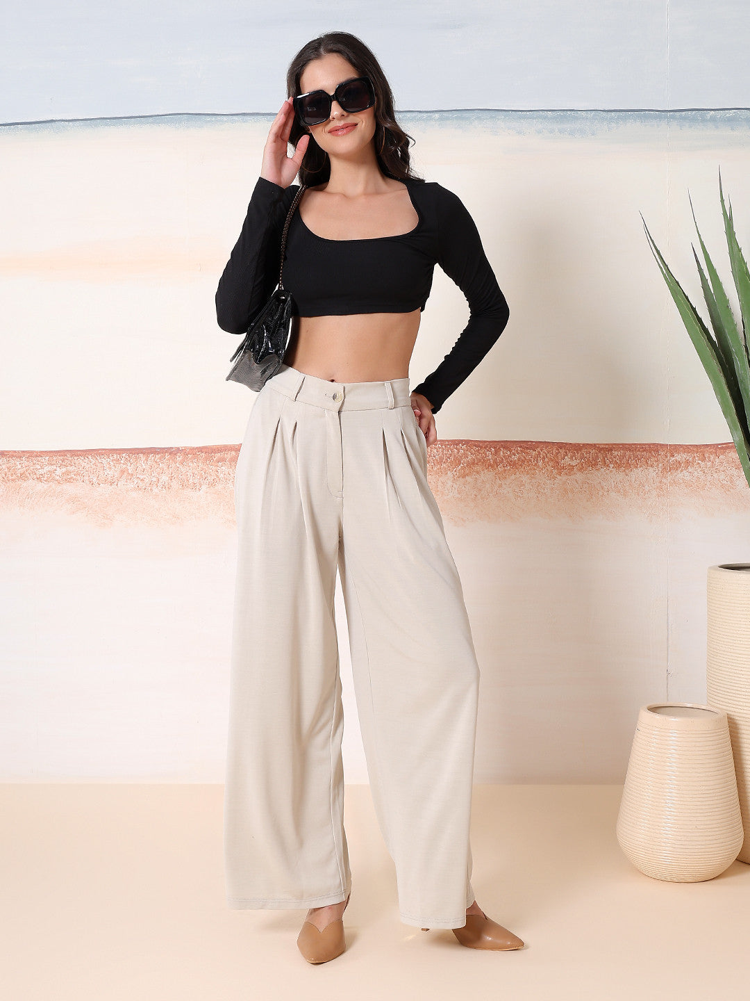 KOTTY Comfort Fit Women White Trousers