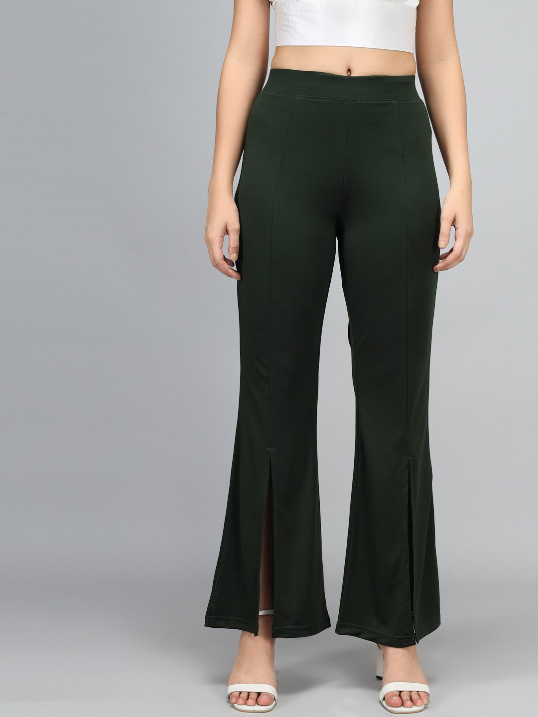 KOTTY Flared Women Green Trousers