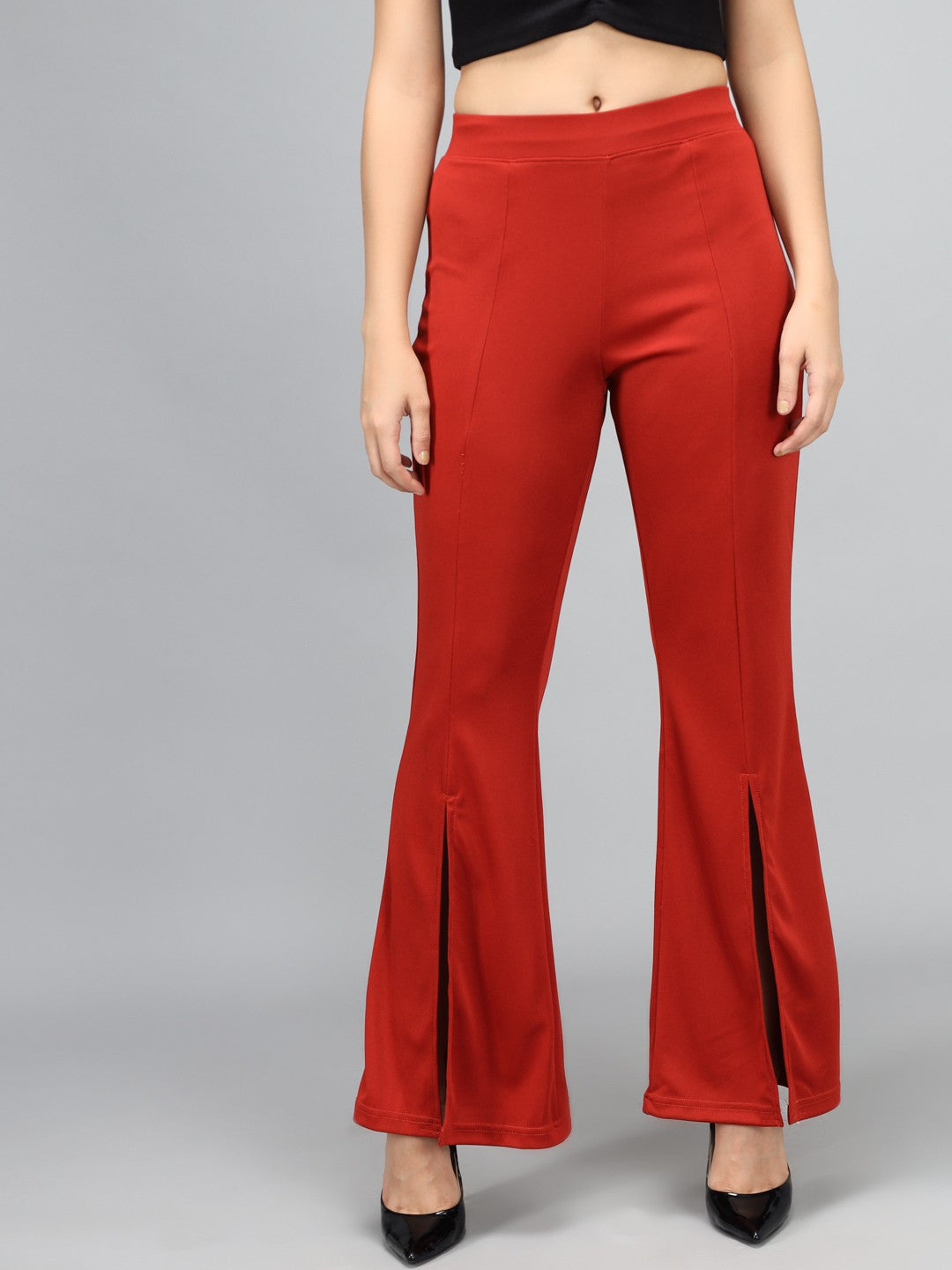 KOTTY Flared Women Maroon Trousers