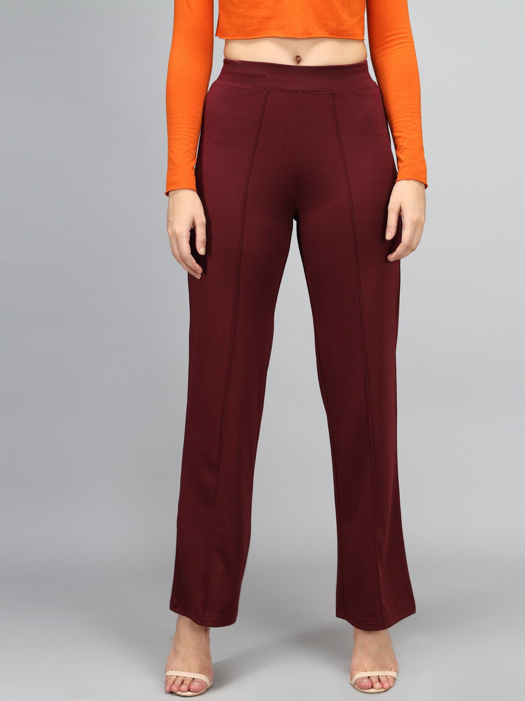 KOTTY Regular Fit Women Maroon Trousers