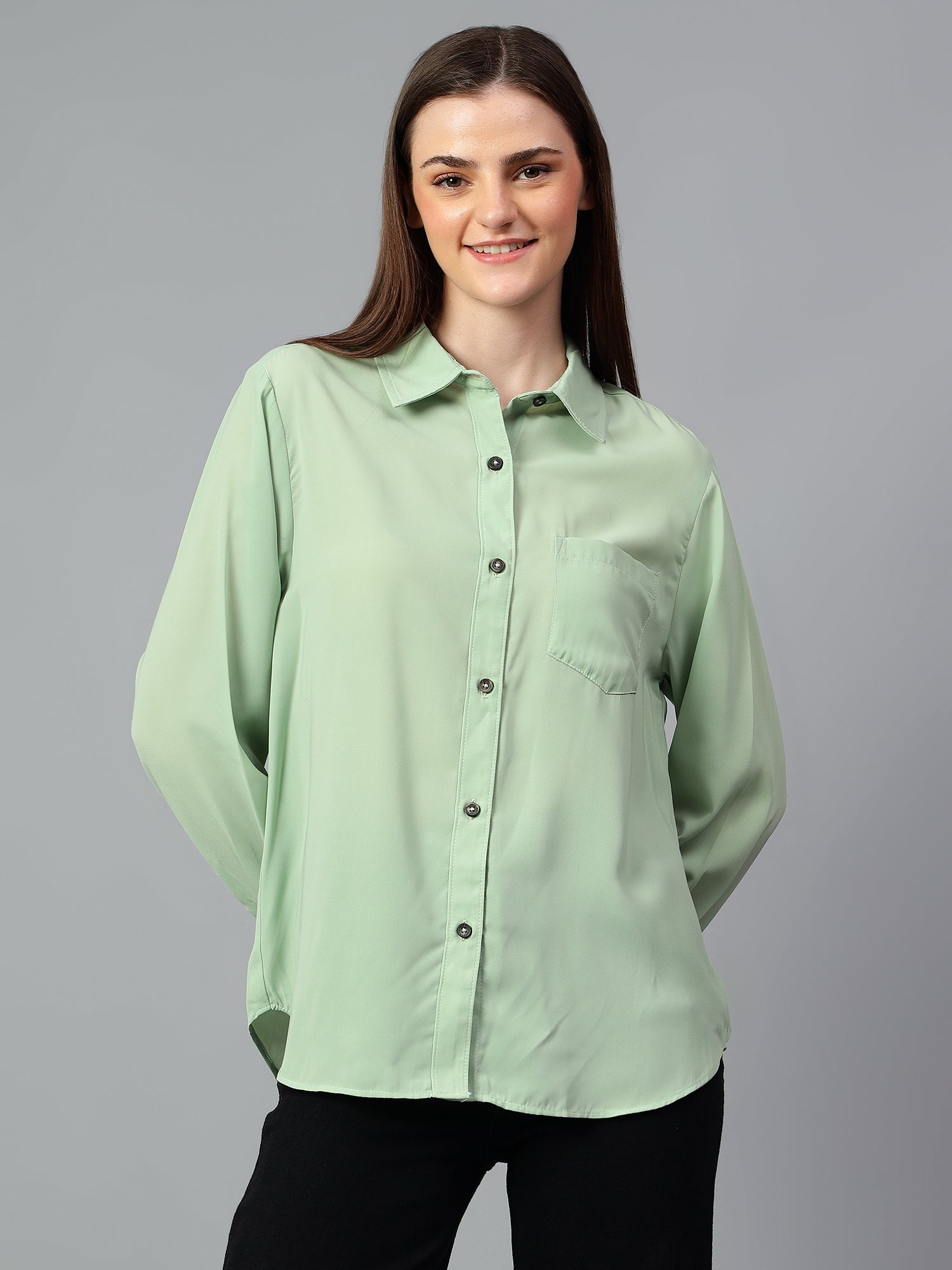 KOTTY Women Solid Casual Green Shirt