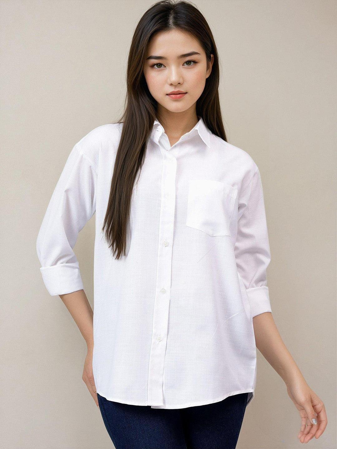 KOTTY Women Solid Casual White Shirt